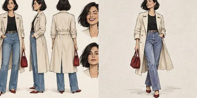 לפני ואחרי עם הפקודה /charactersheet: אותה דמות מכמה זוויות ועם כמה הבעות