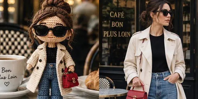 לפני ואחרי עם הפקודה /crochet: בובה סרוגה (עובד גם /amigurumi)