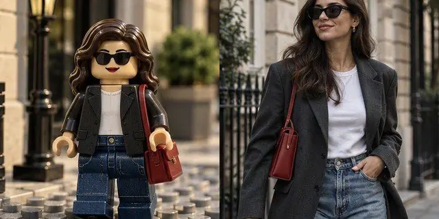 לפני ואחרי עם הפקודה /legominifig: הדמות שלכם כמיני־פיגורת לגו