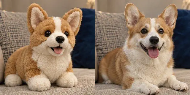 לפני ואחרי עם הפקודה /plushie: בובת פרווה רכה