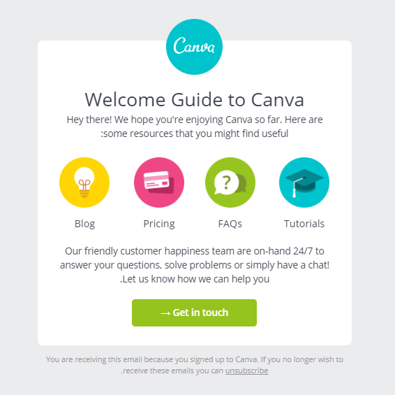 canva welcome mail