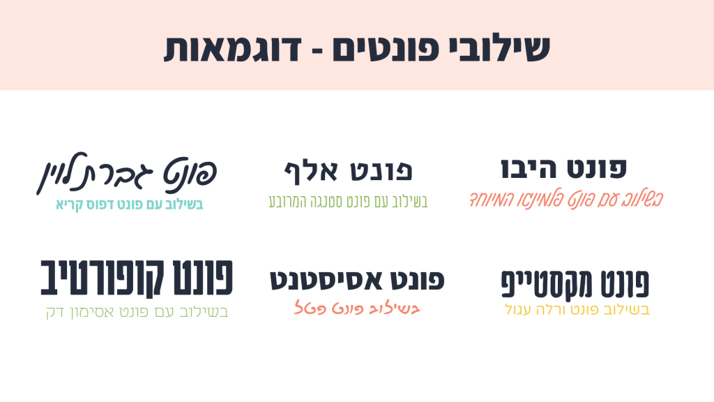 דוגמאות לשילובי פונטים Canva בעברית